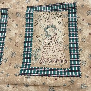 Snowflake Patterned Fabric with Plaid Border